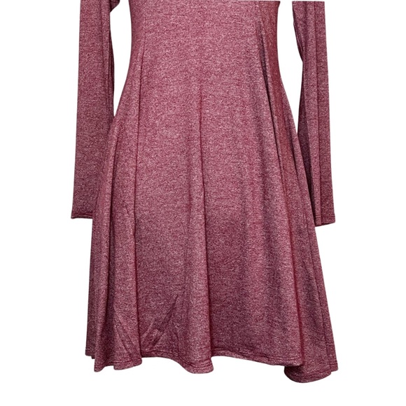 Mauve Long Sleeve Strappy Back Flared Skirt Mini Dress - Picture 9 of 16